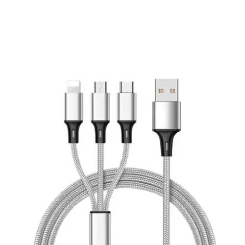 usb charge cable covering Nylon  3in 1 data cable 1.2m usb charge cable logo custom  OED/ODM also