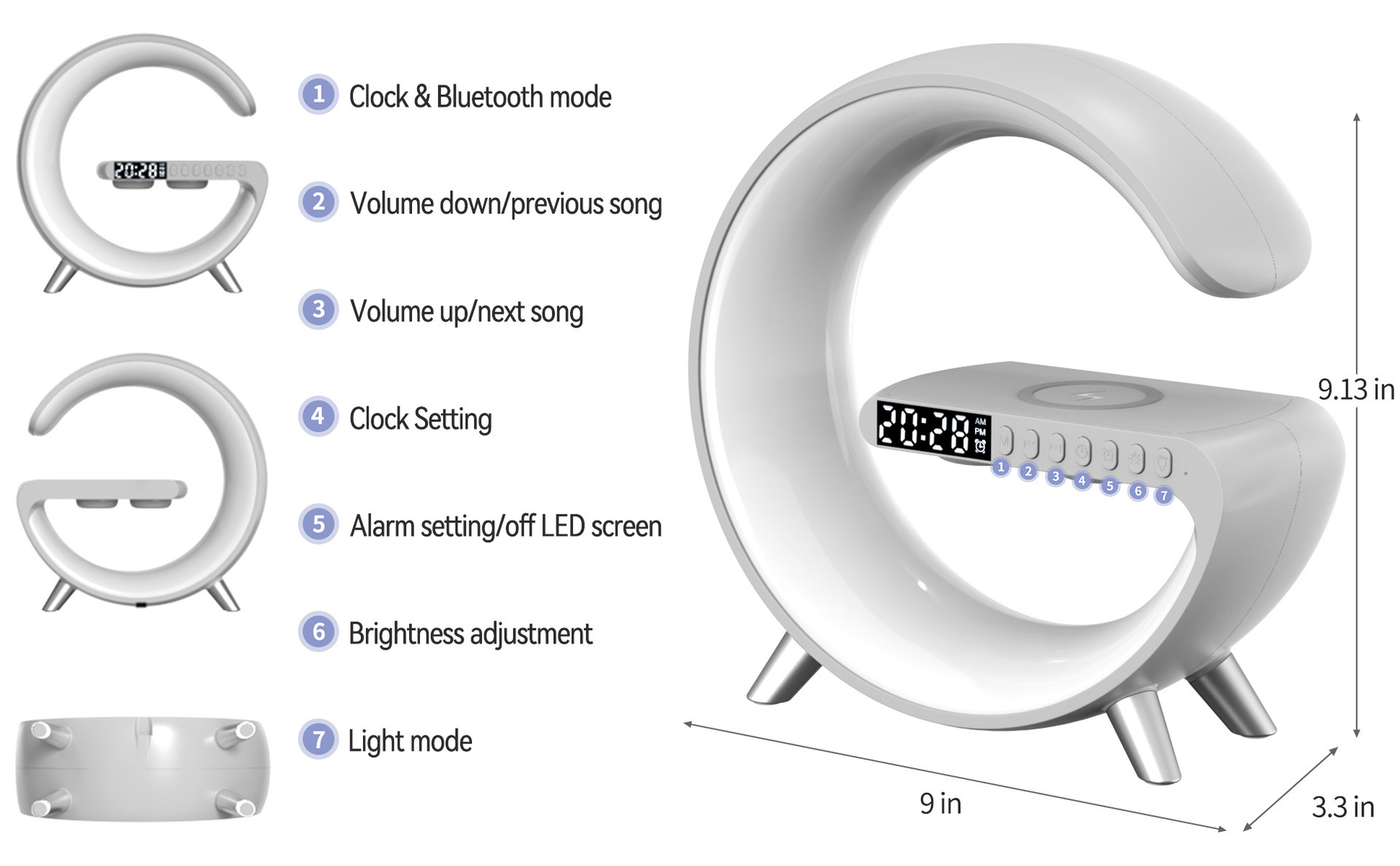 Multifunction wireless charger speaker light  specifications