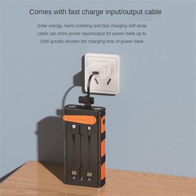 30000 mA solar power bank large capacity, fast charging with cable, solar energy | wholesale/OEM/ODM
