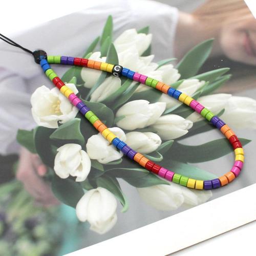 mobile phone chain, mobile phone lanyard Colorful Macaron bead |wholesale/OEM/ODM