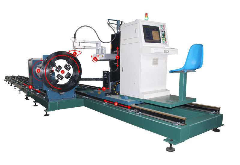 Máquina cortadora de perfiles de tubos CNC YM-XY8 (tubo redondo/tubo cuadrado/tubo rectangular)