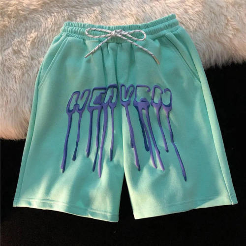 Custom 3d Puff Print Flocking Print Shorts Men Casual Jogger Sweat 100% Cotton Streetwear Shorts