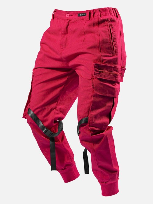 100% Cotton Multi Pockets relaxed fit OEM Cargo Pants  Elastic Waist Lightweight Breathable Trousers for Men