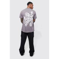 Streetwear Tee Men 100% Cotton Custom Dtg Printer Shoulder Furbished Graphic Skeleton Graphic T-shirt