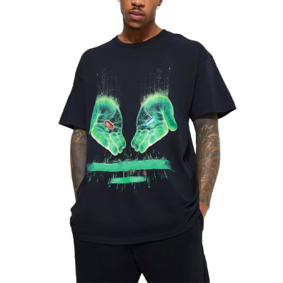 Casual Crew-neck Tee 100% Cotton Custom Print Streetwear Tall oversized Galaxy Chest printed T-shirt