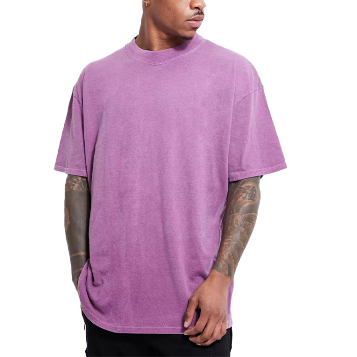 Hip Hop Crew-Neck Tee Of Men 100% Cotton Custom Print Streetwear Oversize Overdye Graphic T-shirt