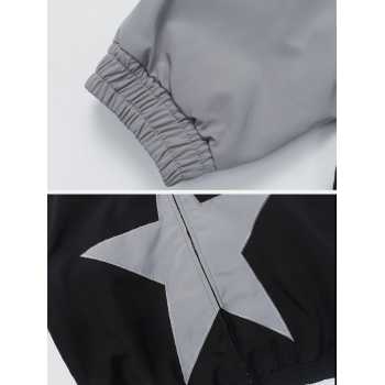 Custom Printed Bomber Windbreaker Waterproof Custom Star Printing Stand Collar Sports Zip Up Jacket