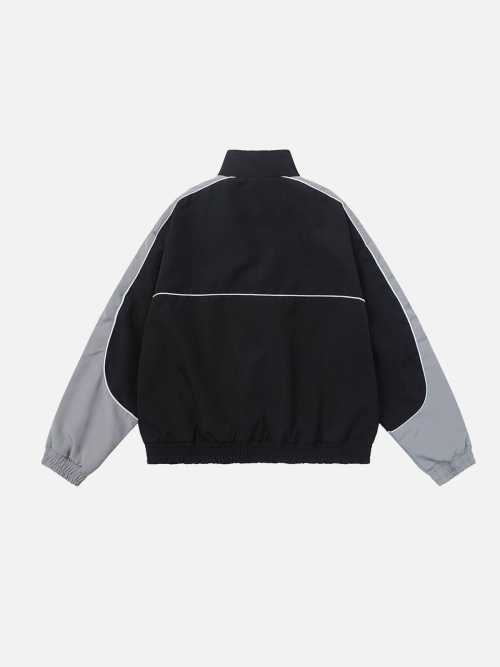 Custom Printed Bomber Windbreaker Waterproof Custom Star Printing Stand Collar Sports Zip Up Jacket