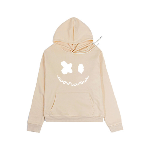 Custom Mens Hoodie Versatile Spring Smiley Sweatshirt Loose Fit Athleisure Print Hoodie