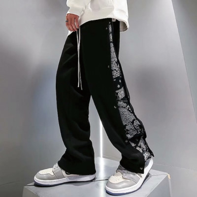 Custom men's drawstring elastic waist printed streetwear pants street style fashion comfortable stretch  pants