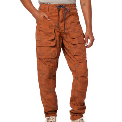 Custom men's high-quality tie-dye multi-pocket overalls with waist rope pants