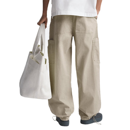 Custom men's high-quality straight multi-pocket nylon/polyester tooling wide-leg pants