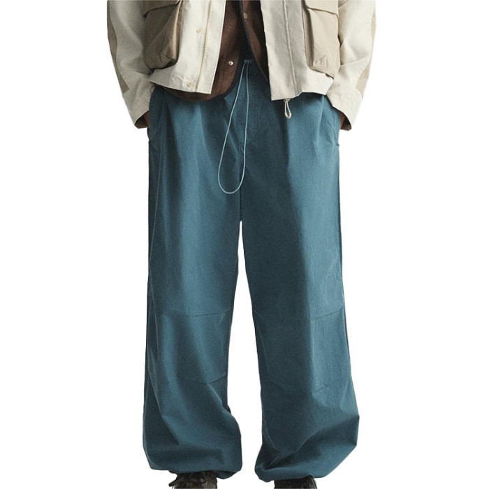 Custom mens loose wide leg casual drawstring cargo pants