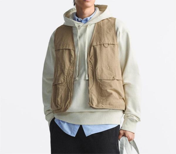 Custom men's spring and summer new multi-size khaki cargo vests loose sleeveless tops