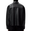 Customized men's high quality vintage large pocket button leather lapel casual loose short jackets
