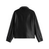 Customized men's high quality vintage large pocket button leather lapel casual loose short jackets
