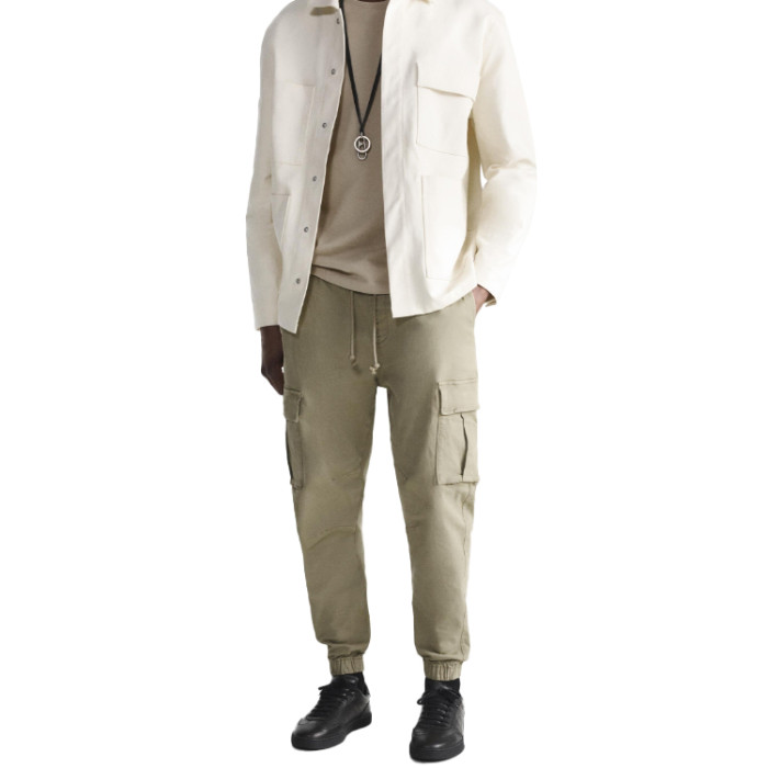Customized men's multi-pocket elastic waistband waist cord casual nine-quarter cargo pants