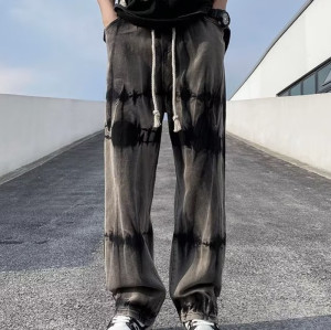 Custom Men's Retro Simple Loose Casual Straight Leg Slightly Elastic New Youth Popular Tide Wash Pants for Spring