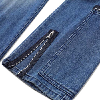 Custom Vintage Heavy Metal Zipper Punk-style Drape Mop Pants  Men's Trendy Loose Wash Jeans
