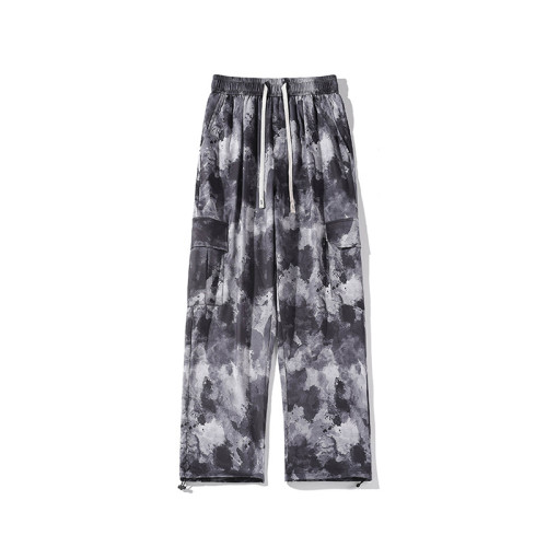 Custom Street High-end Sense Ink Print Ice Silk Pants Men's Trend Hip Hop Camouflage Casual Pants For Summer