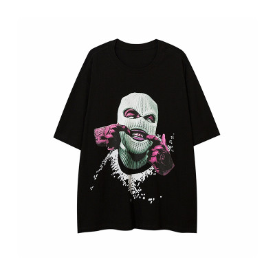 Custom Men's Crewneck T-shirt Hip Hop Silk Print T-shirt Loose T-shirt  For Summer