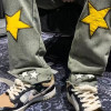 Custom men's retro loose casual straight jeans slightly elastic New youth popular star patch embroidery washed jeans pants