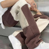 Custom men's jeans retro loose casual straight micro-elastic new splicing washed denim trousers