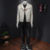 Custom White Biker Leather Jacket Men's Zipper Suit Leather Jacket Top Punk PU Jacket Coat