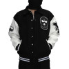 Custom Classic black and white leather sleeves with cotton velcro baseball uniform men's heavyweight jacket