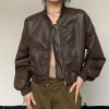 wholesale vintage letter embroidered leather jacket long sleeve baseball uniform jacket for autumn
