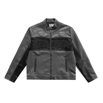 Custom American vintage alphabet biker style soft leather jacket men's jacket for autumn
