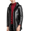 Custom  leather jacket men's fashion hooded leather jacket men's business down jacket