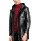 Custom  leather jacket men's fashion hooded leather jacket men's business down jacket