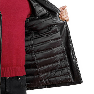 Custom  leather jacket men's fashion hooded leather jacket men's business down jacket