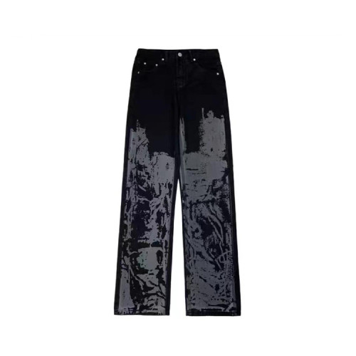 Custom men's vintage loose-fitting casual tie-dye straight-leg button pants