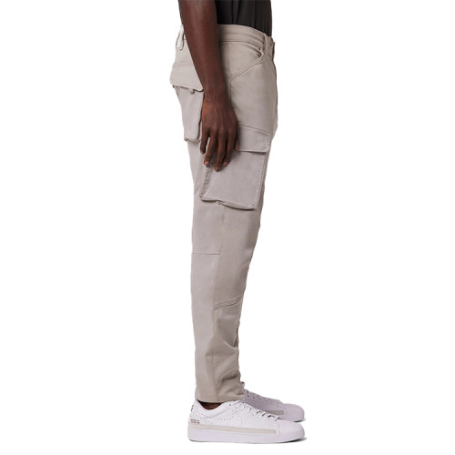 Wholesale men's multi-pocket  elastic waistband waist cord casual nine-quarter cargo pants