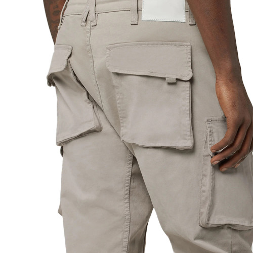 Wholesale men's multi-pocket  elastic waistband waist cord casual nine-quarter cargo pants