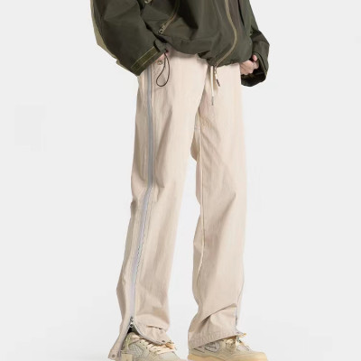 Wholesale men's drawstring elastic waistband printed side zipper sweatpants street style stretch sweatpants