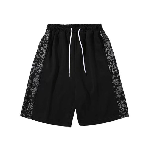 Custom men's side cashew flower sports shorts loose wide leg casual with waist cord shorts