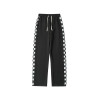 Custom men's drawstring elastic waist printed checkerboard grids sports pants street style stretch sports pants