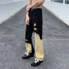 Custom men's loose casual straight patchwork jeans new high quality youth popular broken jeans pants