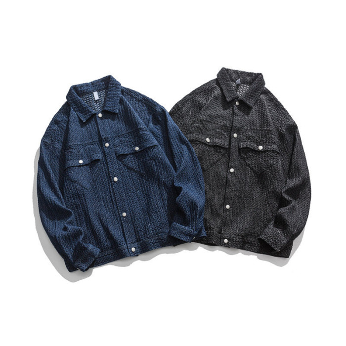 Wholesale men's jacket street vintage loose lapels simple youth casual jacket for spring