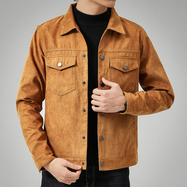 Wholesale lapel jacket fleece jacket men's spring trend cool fashion men's loose casual jacket
