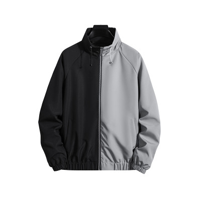 Custom men's autumn zipper jacket featuring trend-block color-block men's loose cardigan jacket