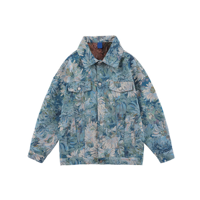 Custom denim jacket men's autumn new vintage cargo jacket trendy plus-size casual men's jacket