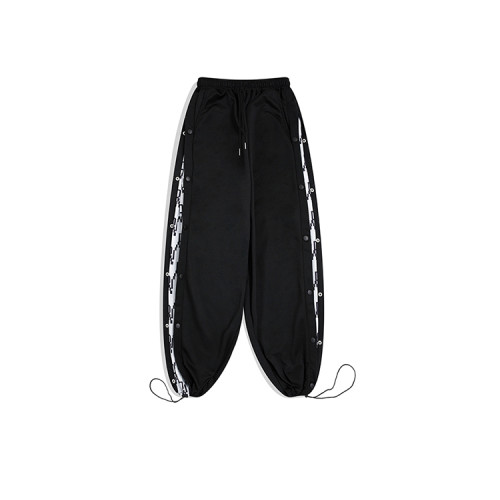 Custom men's trendy high quality spring and summer ribs straight pants loose drawstring drawstring casual pants