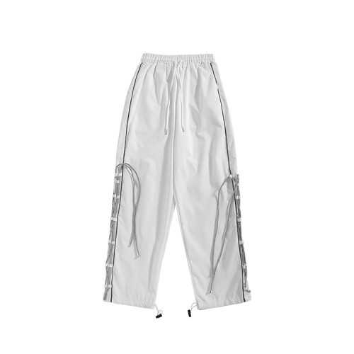 Custom men's hip-hop casual trend loose drawstring pants with side drawstring summer thin nylon waterproof pants