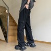 Custom men's fasion streetwear drawstring cargo pants men's spring and summer multi-pocket straight long pants