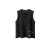 Custom retro wash cross print suede sports undershirt/vest men's original trend street hiphop sleeveless T-shirt