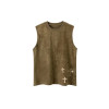 Custom retro wash cross print suede sports undershirt/vest men's original trend street hiphop sleeveless T-shirt
